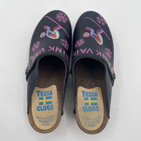 Tessa Clogs Womens EU 38 Pink Vail Breast Cancer Event Colorado Hand Painted - Picture 2 of 10